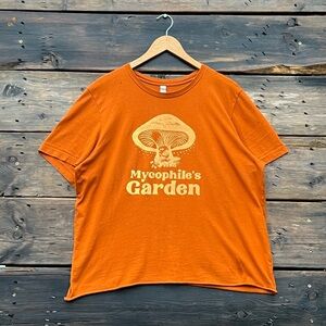 Canvas Brand Mycophile's Garden Orange Cotton Blend T-Shirt Size Large